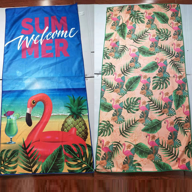 Sublimation Printing Microfiber Rectangle/Round/Profiled Beach Towel Custom Design Shape Low MOQ